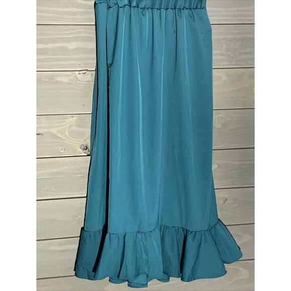Womens Faux Wrap MIDI Dress Plus Size 3XL Teal maxi - Picture 3 of 7